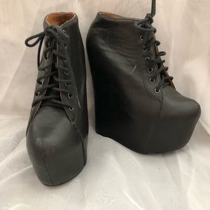 Jeffrey Campbell handmade Havana Last Black platform wedge shoes booties Sz 6